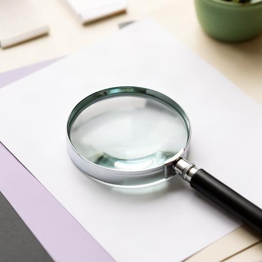 Lupa sobre un documento de transparencia en un escritorio claro