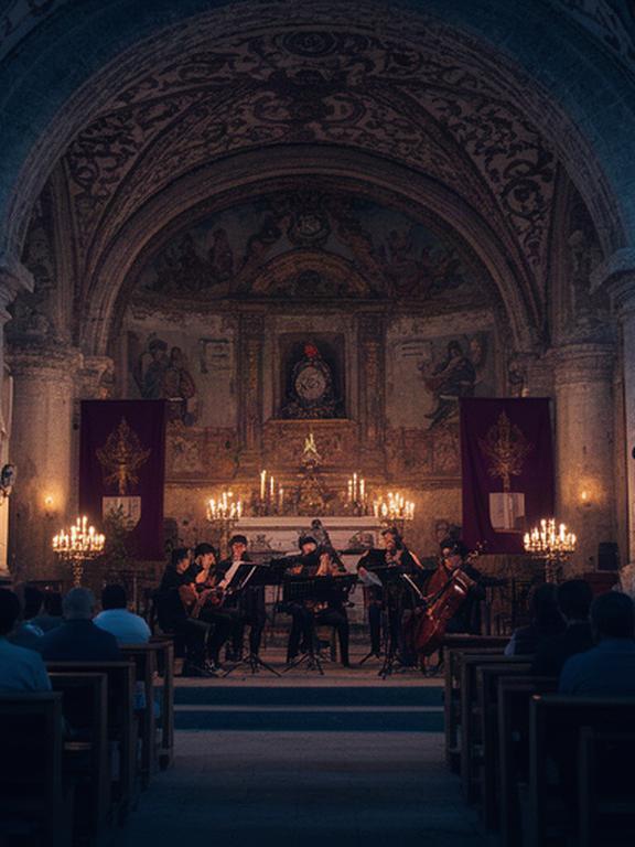 Concierto de música sacra dentro de un templo histórico de Cholula