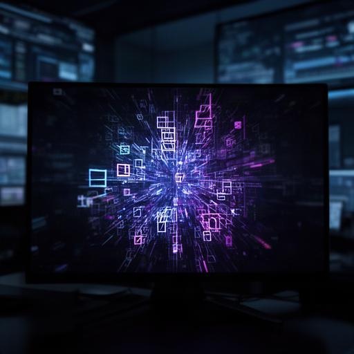 Código cifrado en una pantalla oscura dentro de un centro de operaciones digitales