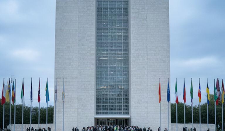 Sede de las Naciones Unidas durante una cumbre internacional sobre cambio climático