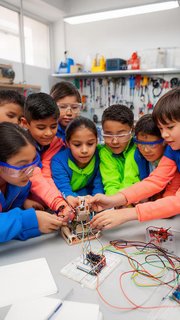 Jóvenes estudiantes trabajando con sensores en un taller de ciencia comunitaria en Puebla