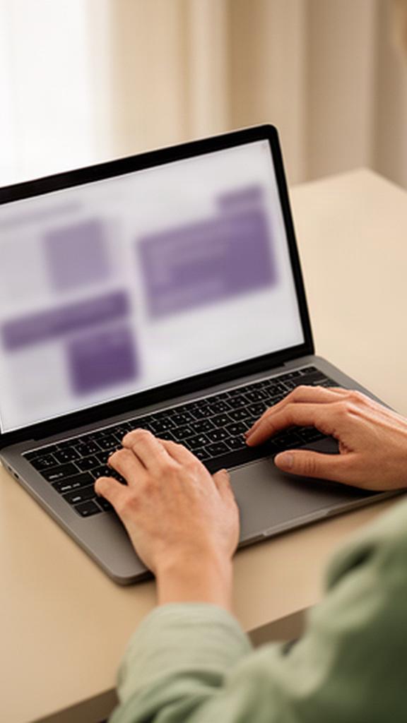 Persona escribiendo un comentario respetuoso en una computadora portátil